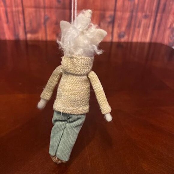 Felt Unicorn Ornament With Gold Sweater & Corduroy Pants handmade - Picture 3 of 7